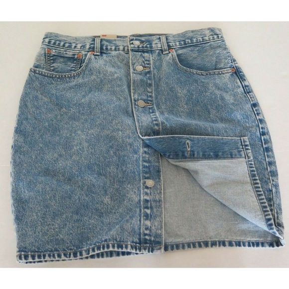 Levi's Premium Women's Size 32 Denim Button Front Mom Skirt - Picture 2 of 5